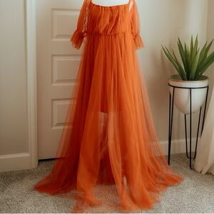 Elegant Orange Tulle Gown - NEVER WORN
